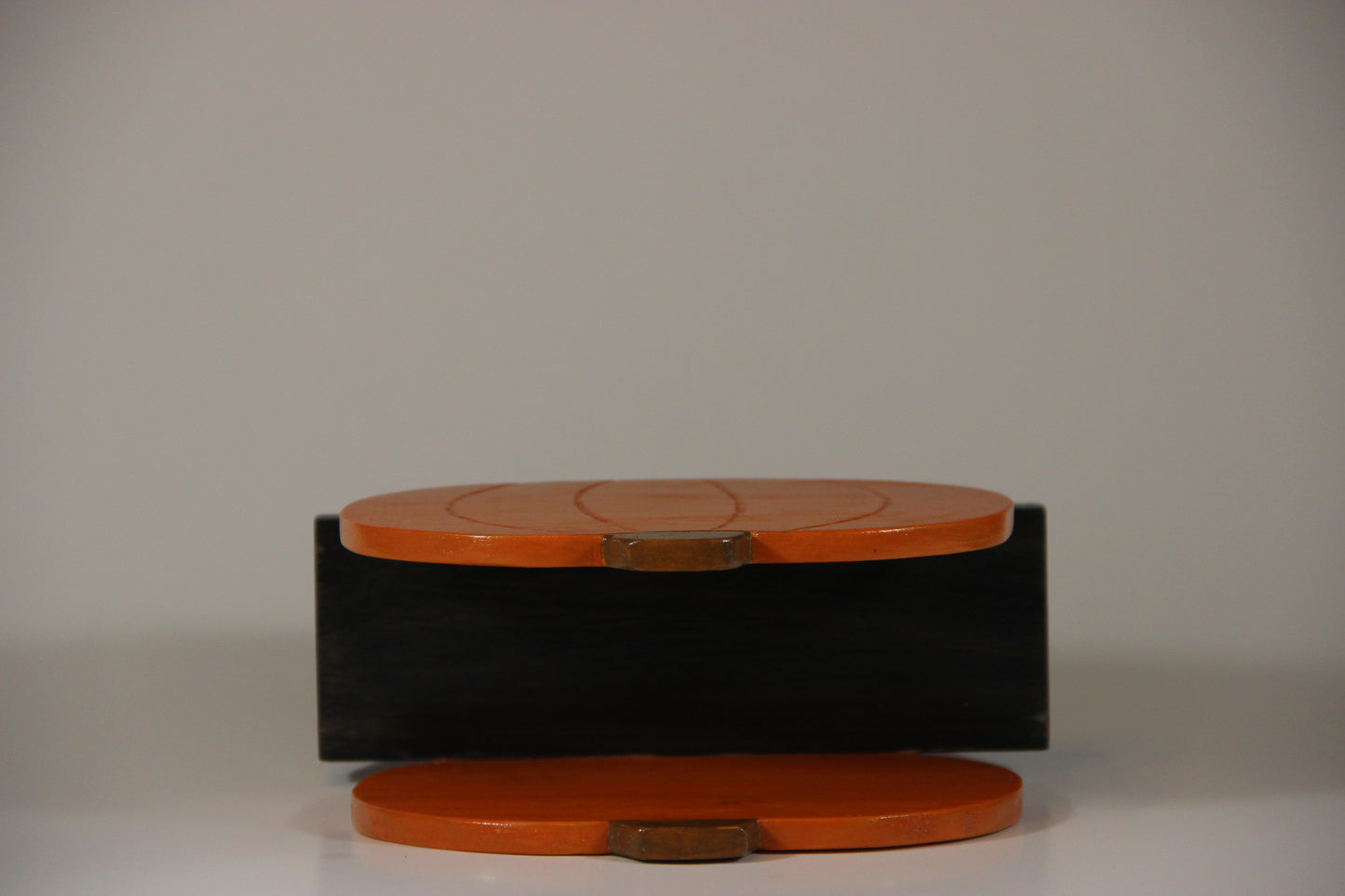 Natural Orange Stained Wood Pumpkin Shaped Napkin Holder
