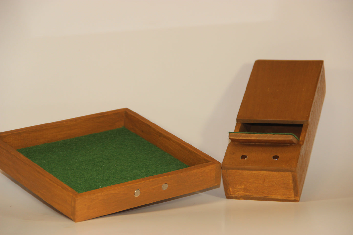 Handmade Wood Dice Tower & Tray Set with Magnets, Good for Regular Dice and D20