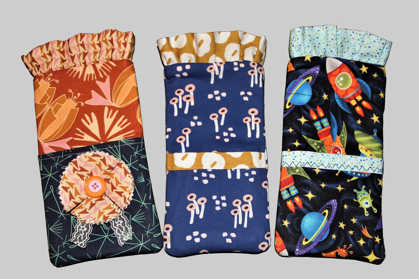 Stylish Glasses Case PDF Sewing Pattern INSTANT DOWNLOAD for Case with Ruffled Trim, Reversible, Quilted-Also Great for Rotary Cutters