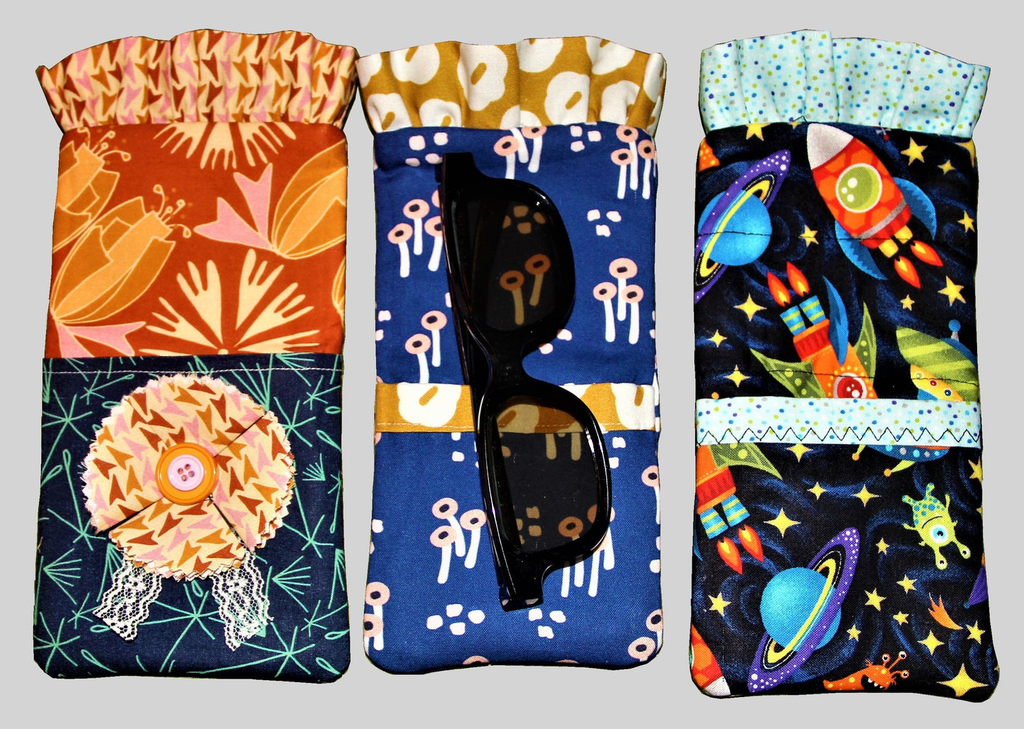 Stylish Glasses Case PDF Sewing Pattern INSTANT DOWNLOAD for Case with Ruffled Trim, Reversible, Quilted-Also Great for Rotary Cutters