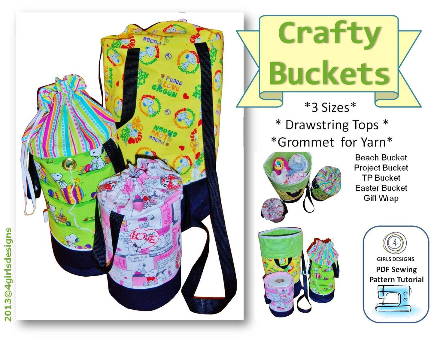 Project Bags Pattern. Crafty Buckets Project Bags PDF Sewing Pattern in 3 New Sizes Get it Today Make it Today
