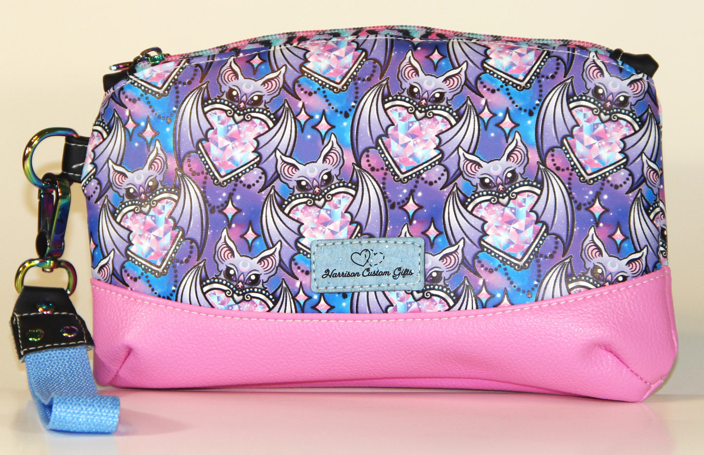 Battalion of Bejeweled Bats with Hearts-Clematis Wristlet