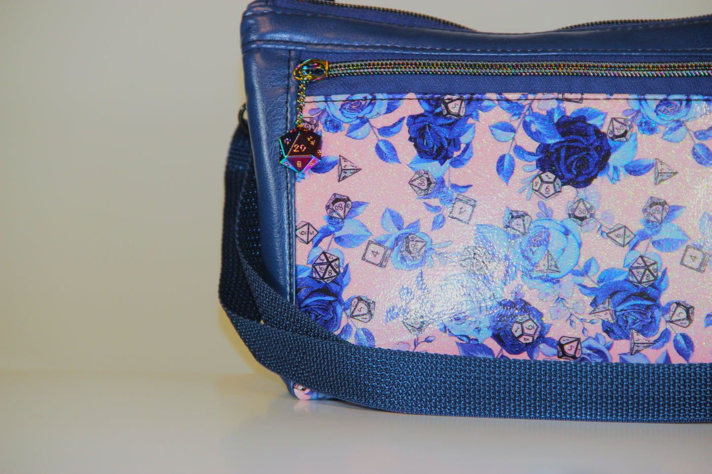 Glow in the Dark Roses and Dice Custom Vinyl Crossbody Bag