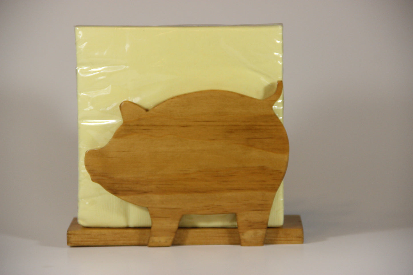 Natural Stained Wood Pig Napkin Holder