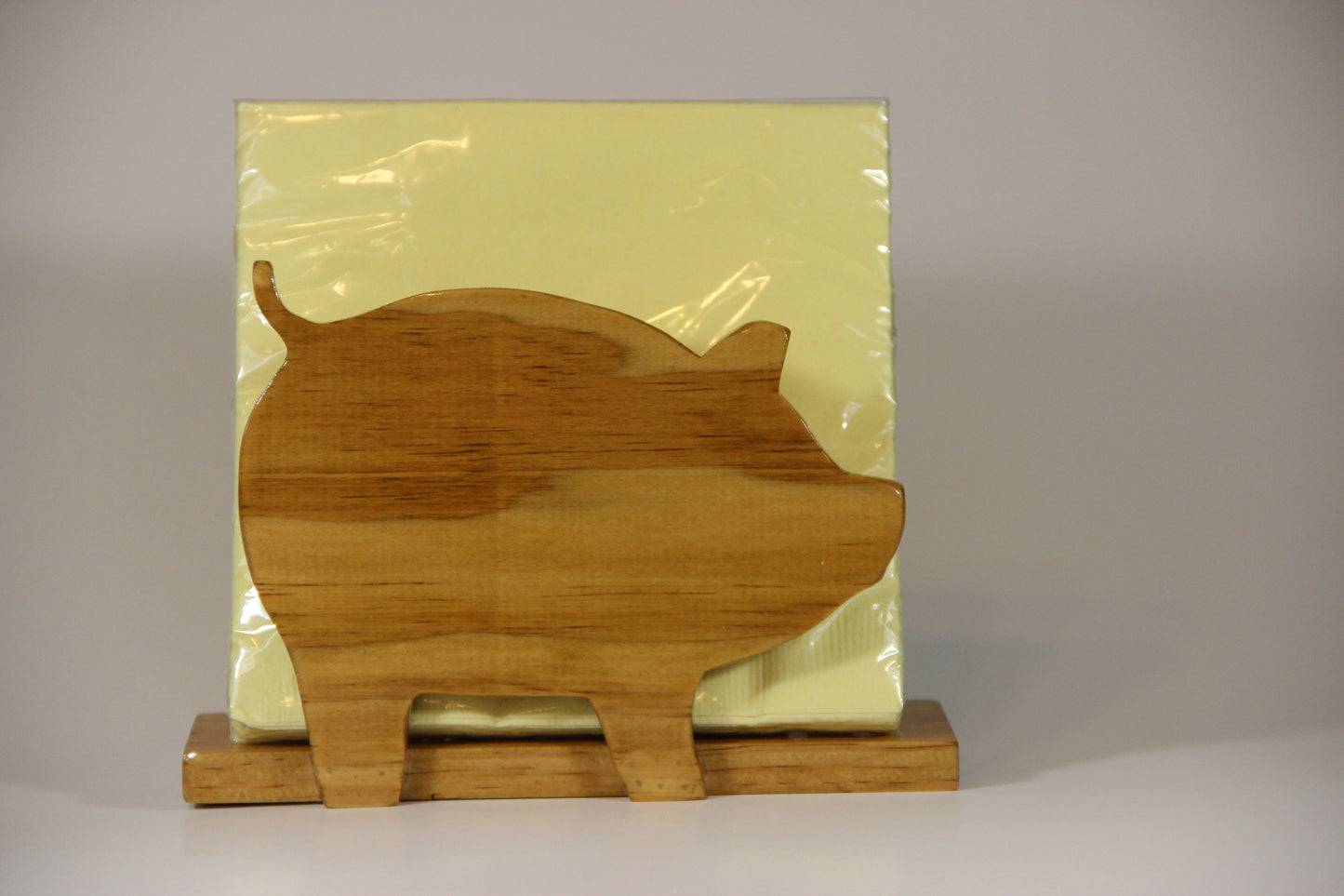 Natural Stained Wood Pig Napkin Holder