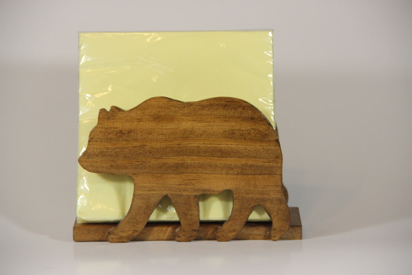 Natural Stained Wood Bear Napkin Holder