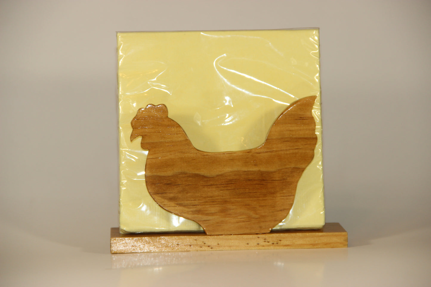 Natural Stained Wood Chicken Shaped Napkin Holder