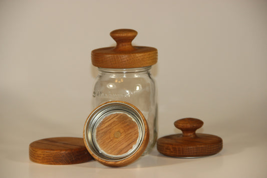 Wood Mason Jar Lids Simple and with Knob