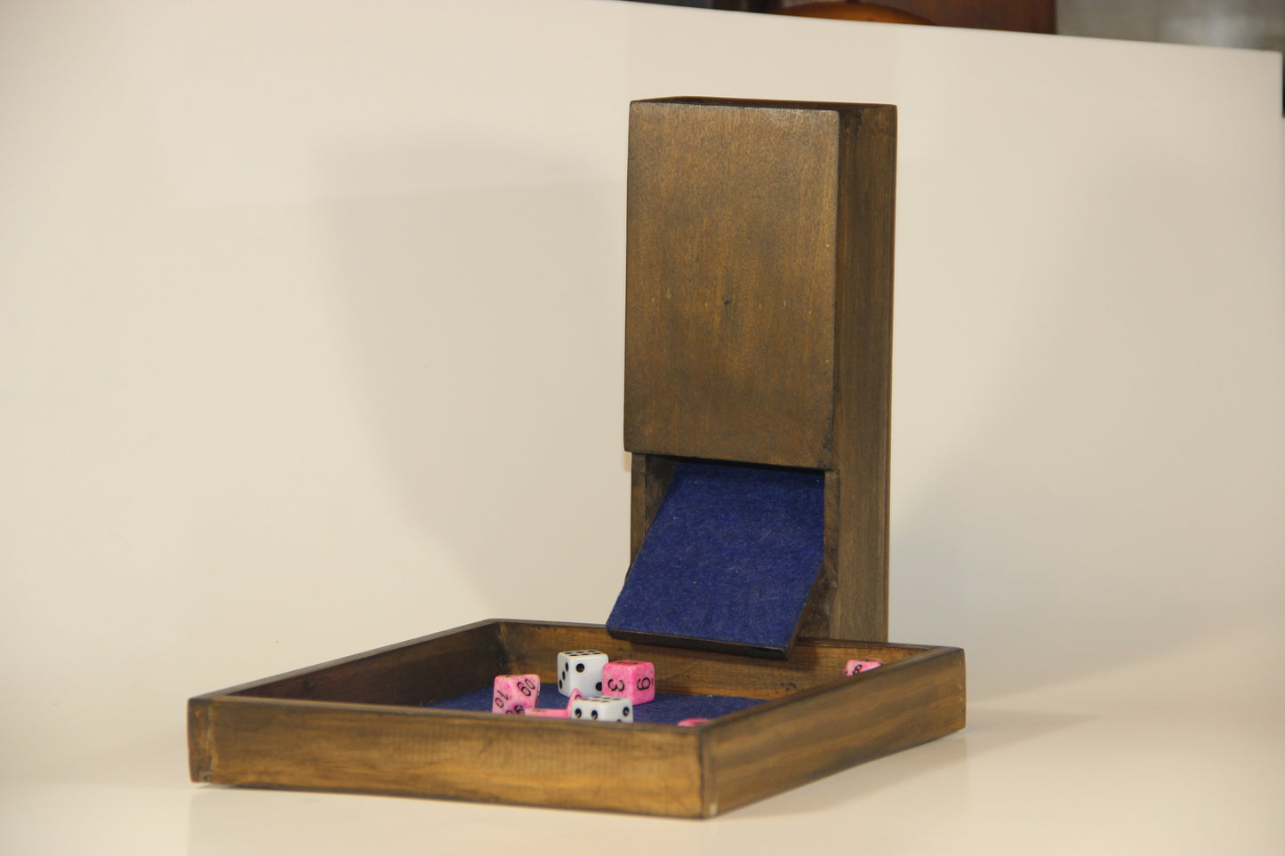 Handmade Wood Dice Tower & Tray Set with Magnets, Good for Regular Dice and D20