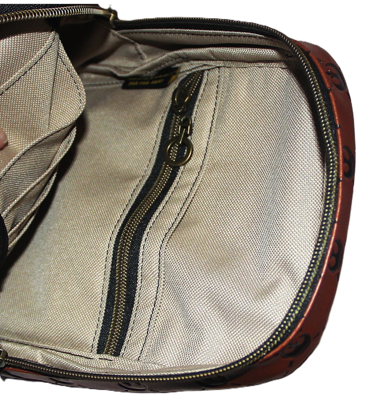 Scoundrel Symbol Medallion featured on Brown on Dark Brown Debossed Quilted Look Faux Leather Unisex Sling Bag