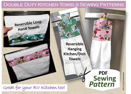 NEW Double Duty Kitchen Towels PDF Sewing Pattern. Reversible. Hanging Towel. Continuous Loop Towel. DIY Hostess Gifts. Holiday Decor