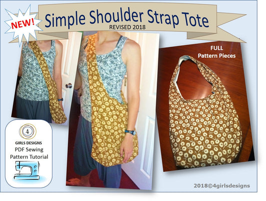 Hobo Sewing Pattern. 2021 Revised Simple Shoulder Strap Cross Body Tote HOBO Bag Sewing Pattern
