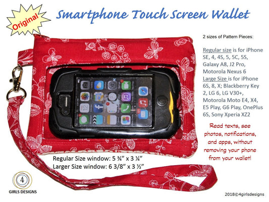 Original Smartphone Touch Screen Wallet Wristlet NOW in Two Sizes to fit multiple devices like iPhone, Samsung, LG, Motorola, Sony & More