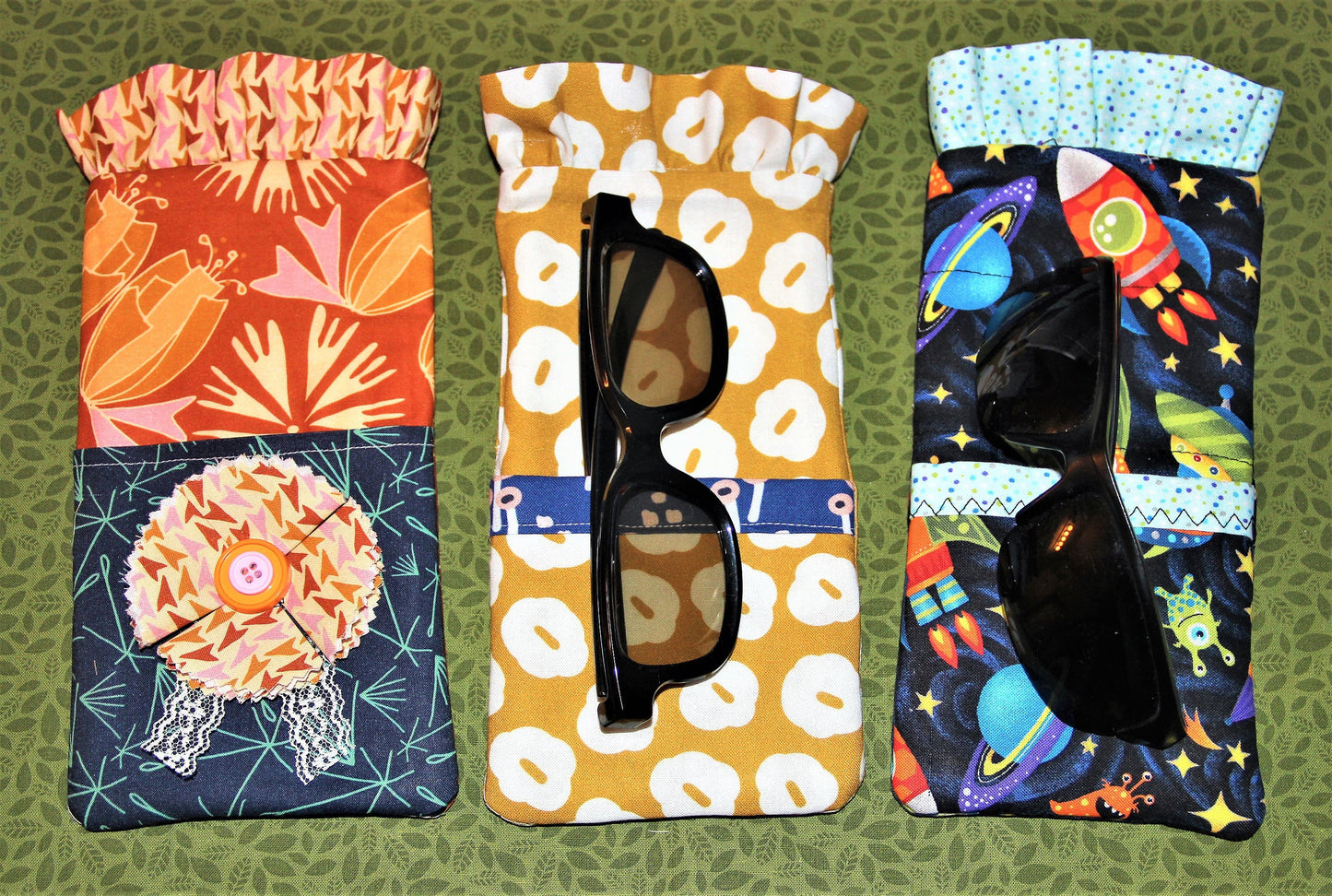 Stylish Glasses Case PDF Sewing Pattern INSTANT DOWNLOAD  for Case with Ruffled Trim, Reversible, Quilted-Also Great for Rotary Cutters