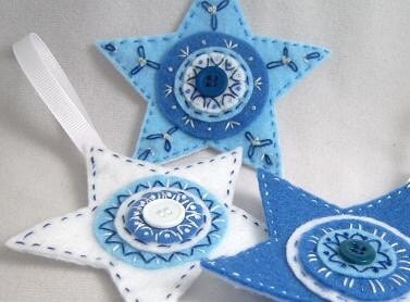 DIY Holiday decor Instant Download Pattern: Hand Embroidery Felt Star Ornaments Trio