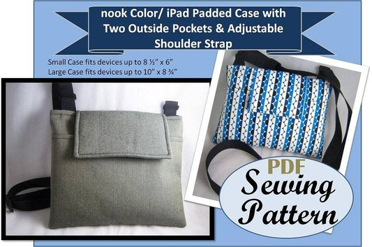 Large & Small eReader PDF Sewing Pattern for Padded Hipster Bag -iPads, iPad Mini, Kindle Fire, and More