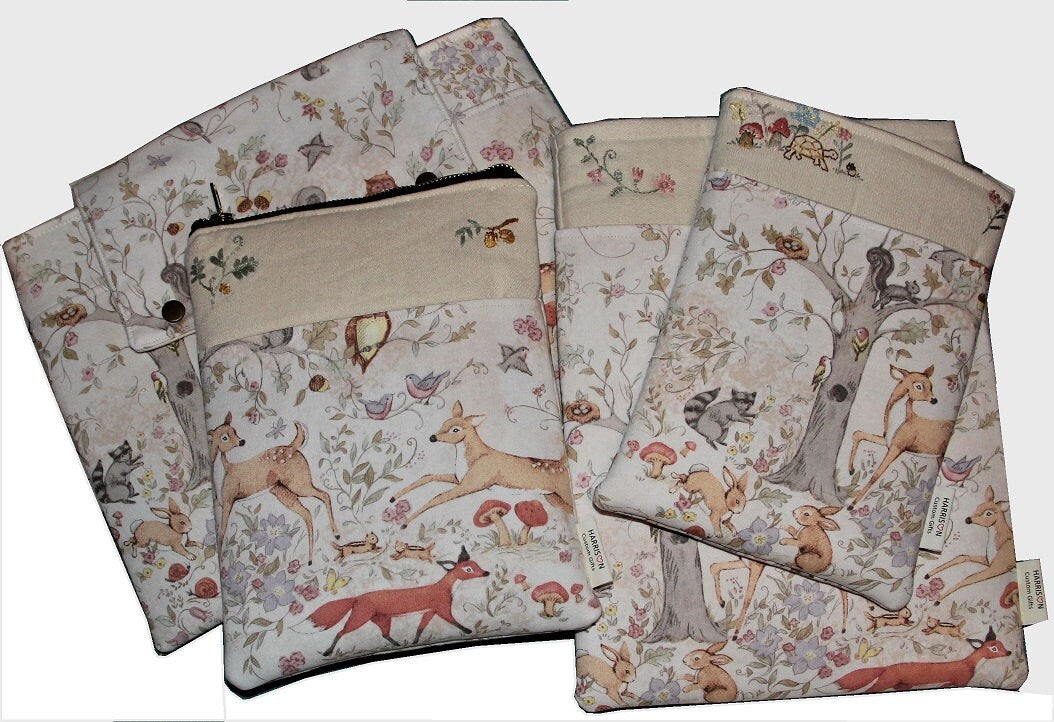 DIY Padded Book Sleeves with Optional Pockets. 4 Sizes in 4 Popular Styles. Also Great for Tablets and eReaders.