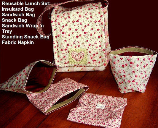 2019 Eco Friendly Picnic Lunch Set PDF Sewing Pattern. Instant Download. Lunch Bag. Sandwich Bag, Snack Bag. Fabric Napkin. Sandwich Wrap