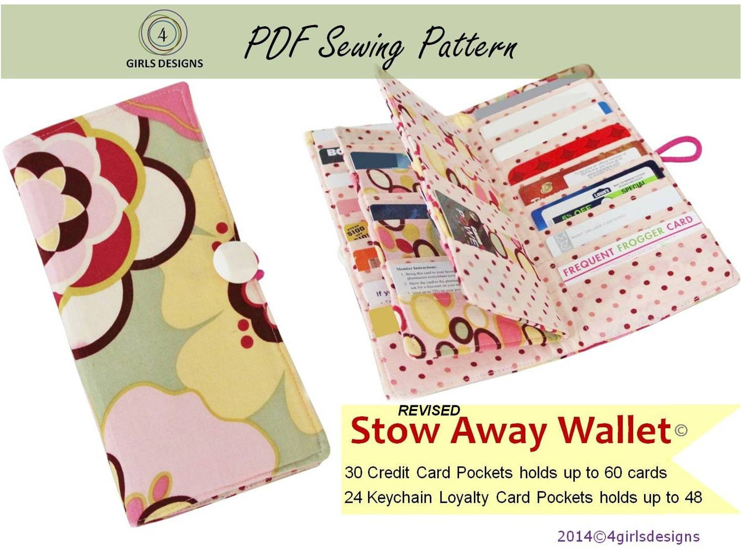 Instant Download Stow Away Wallet pattern: Credit Card Organizer-holds up to 60 Credit Cards and 48 Loyalty Cards