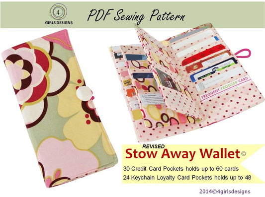 Instant Download Stow Away Wallet pattern: Credit Card Organizer-holds up to 60 Credit Cards and 48 Loyalty Cards