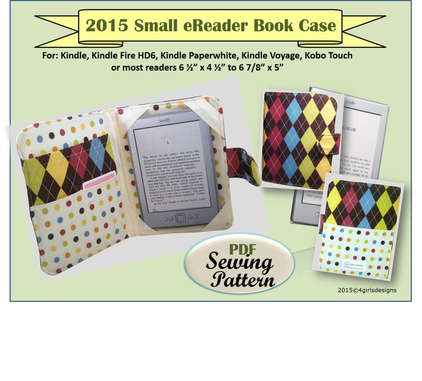 Padded Small eReader Book Case PDF INSTANT DOWNLOAD Make It Yourself Sewing Pattern